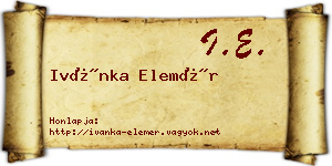 Ivánka Elemér névjegykártya